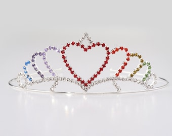Girls Rainbow Princess Tiara | Rainbow Princess Crown | Flower Girl Tiara | Birthday Tiara | Little Girl Rainbow Crown | Birthday Girl Tiara