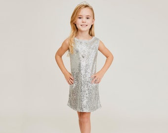 childrens silver sequin dress