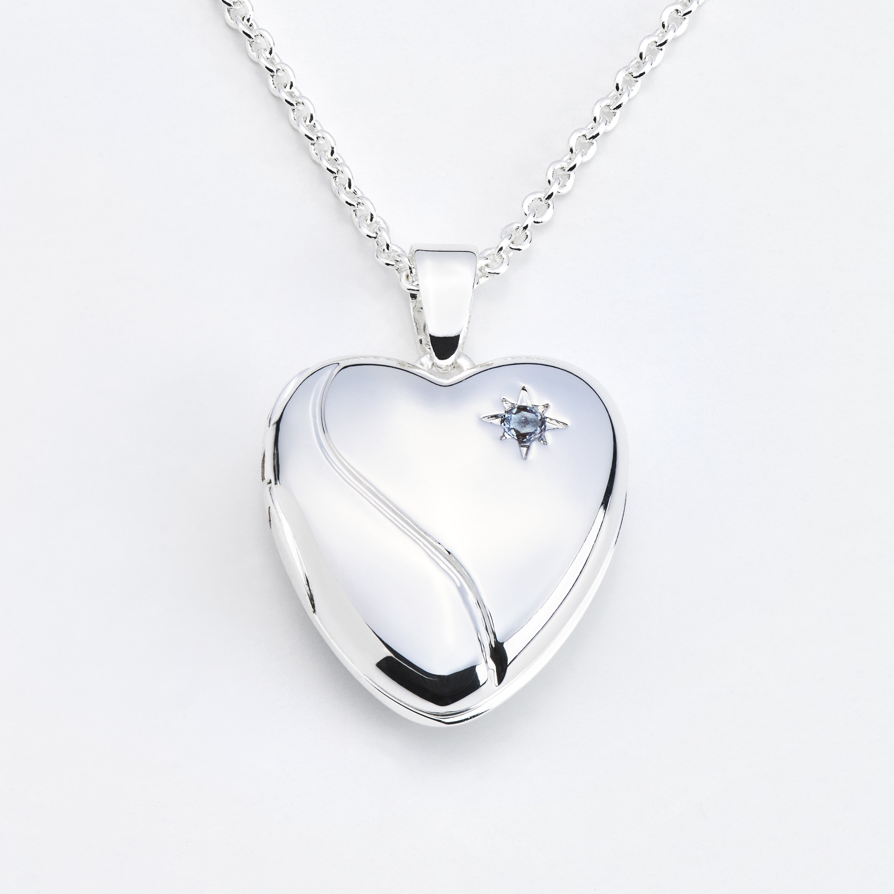 Heart Locket Pendant: Aquamarine Birthstone, Girls' Silver Jewelry