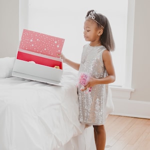 Silver Glitter Treasure Box: Pink Interior, Girls Bedroom Storage