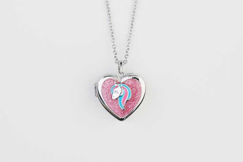 Pink Unicorn Necklace for Little Girl Little Girl Locket Etsy