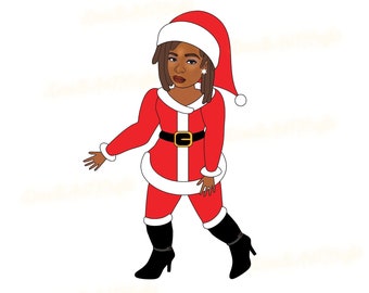 African American Black Woman PNG,Mrs Clause, PDF Digital  File, Instant Download
