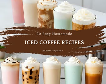 BEST Iced Coffee Recipes | 20 Cold Brew & Latte Recipes, Digital Download PDF, Easy Coffee Drinks, Summer Recipe Printable