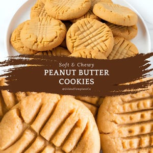 BESTE RECEPT - Receptkaart met pindakaaskoekjes |Eenvoudig en eenvoudig dessert | Digitale pdf-download