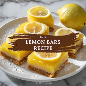 La migliore ricetta per il Lemon Bar / Ricetta semplice per dessert da stampare / Dessert facile per feste, occasioni speciali, download digitale