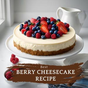 Ricetta per la migliore cheesecake ai frutti di bosco / Ricetta per dessert facile da stampare / Piatto da dessert semplice / Download digitale in PDF