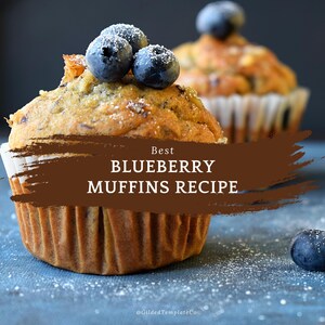 La migliore ricetta per i muffin ai mirtilli / Muffin ai frutti di bosco in stile panetteria / Ricetta facile per muffin da stampare / Download digitale