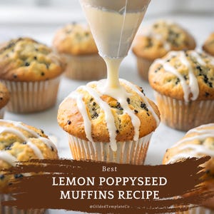 Ricetta per i migliori muffin al limone e semi di papavero / Ricetta per dessert facile da stampare / Download digitale