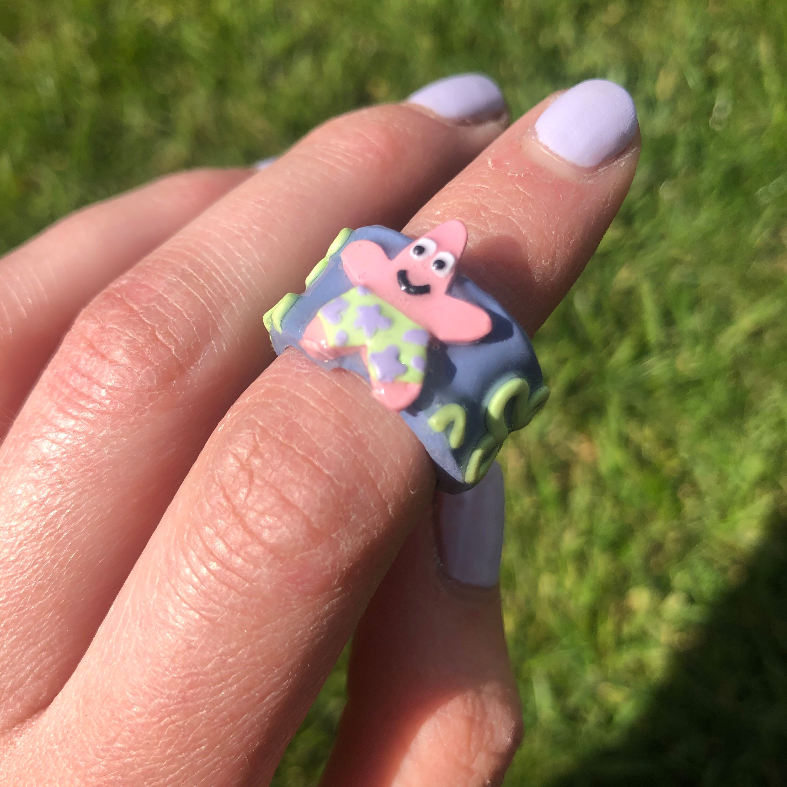 Spongebob ring // chunky clay ring // statement ring Etsy