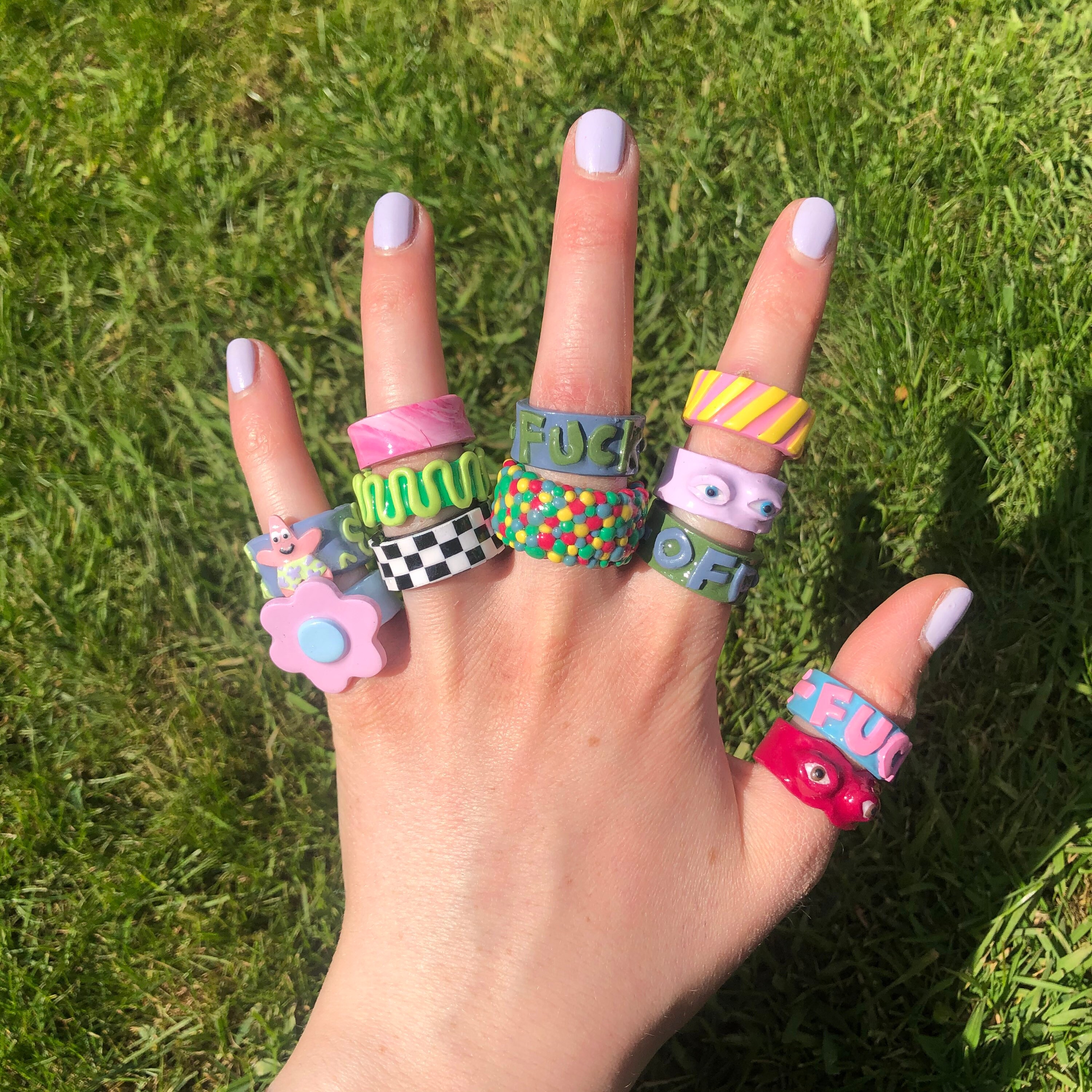 Blue spotty ring // chunky clay ring // statement ring Etsy