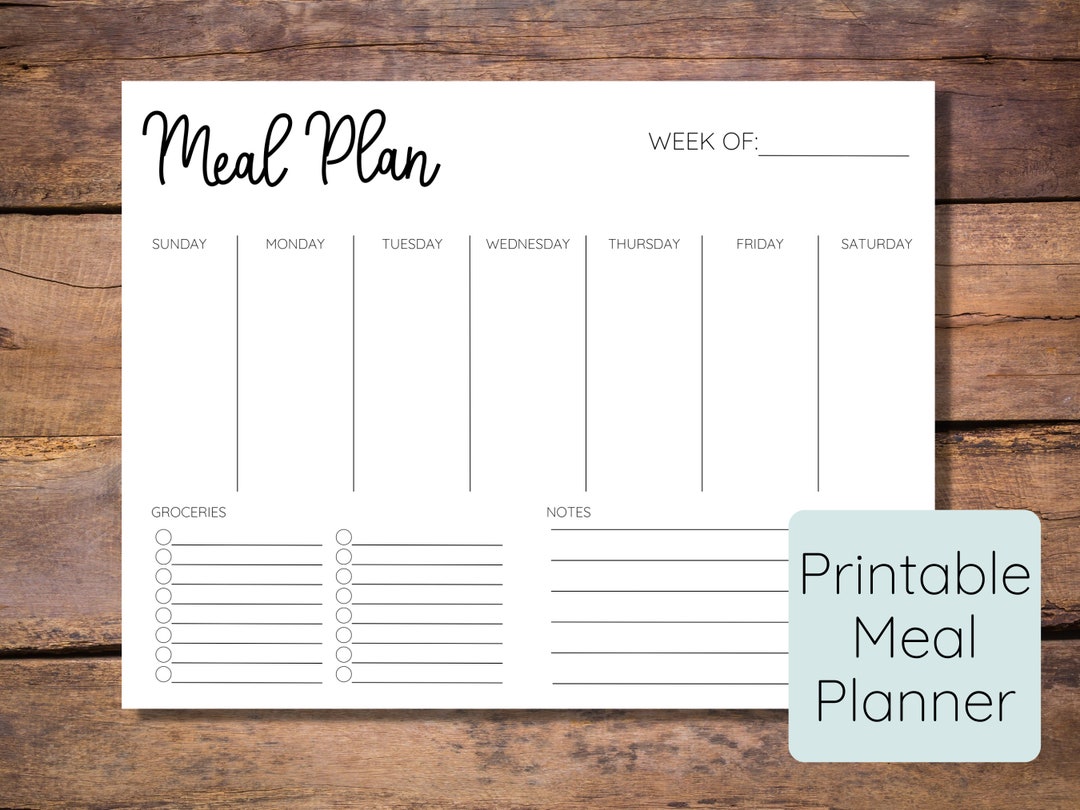 Printable Meal Planner Meal Planning Template Weekly - Etsy