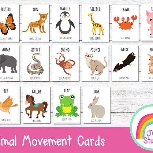 Animal Movement Cards Printable Brain Break Activities - Etsy Canada Animal Movement Cards Printable Brain Break Activities - Etsy Canada