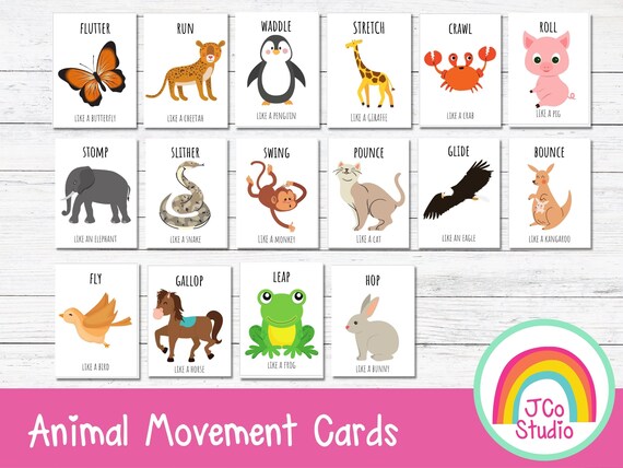 Animal Movement Cards Printable Brain Break Activities - Etsy Animal Movement Cards Printable Brain Break Activities - Etsy