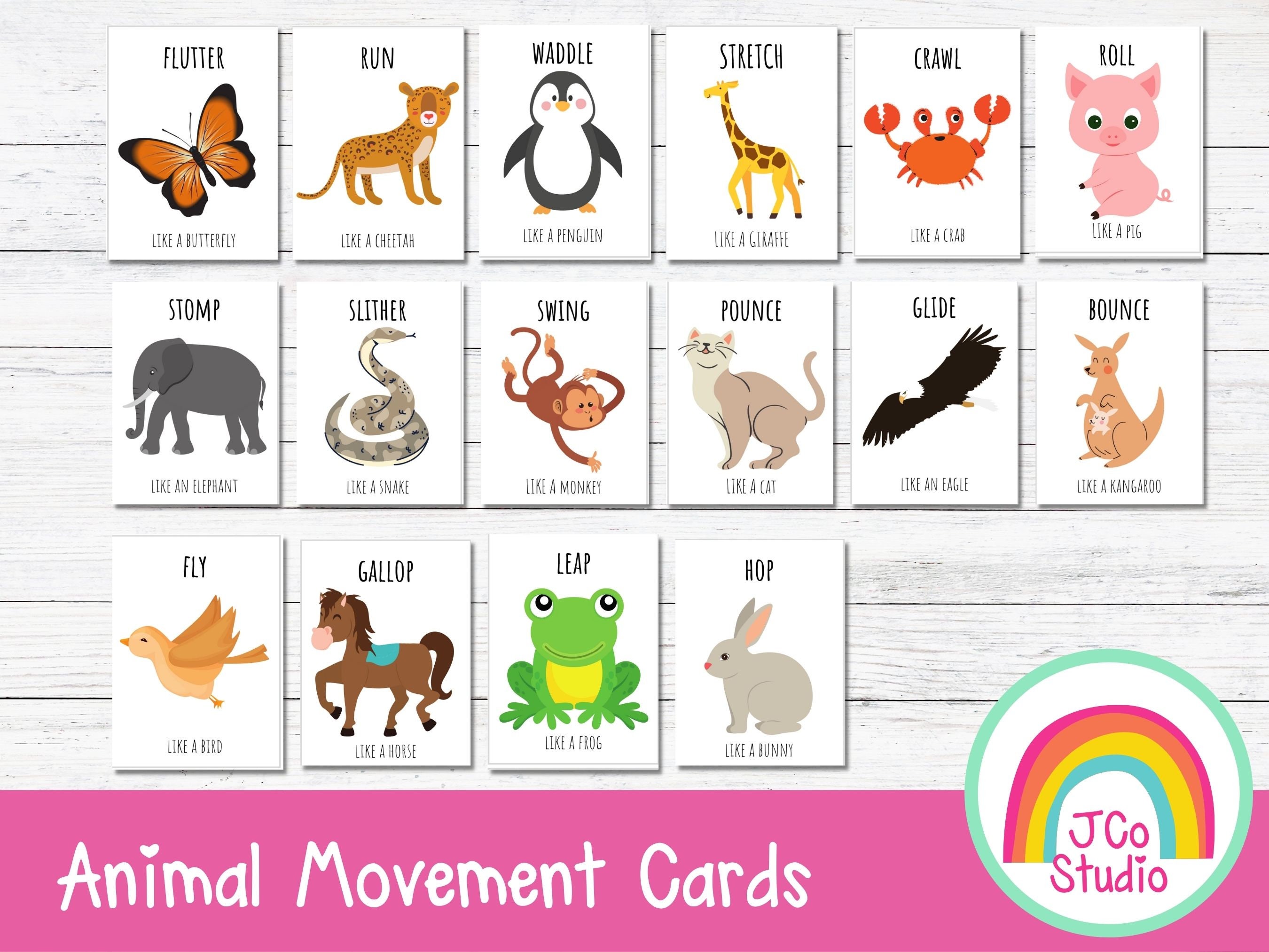 Animal Movement Cards Printable Brain Break Activities - Etsy Animal Movement Cards Printable Brain Break Activities - Etsy