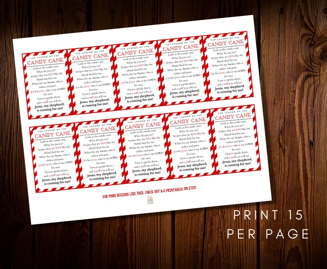 Candy Cane Poem Printable Tag