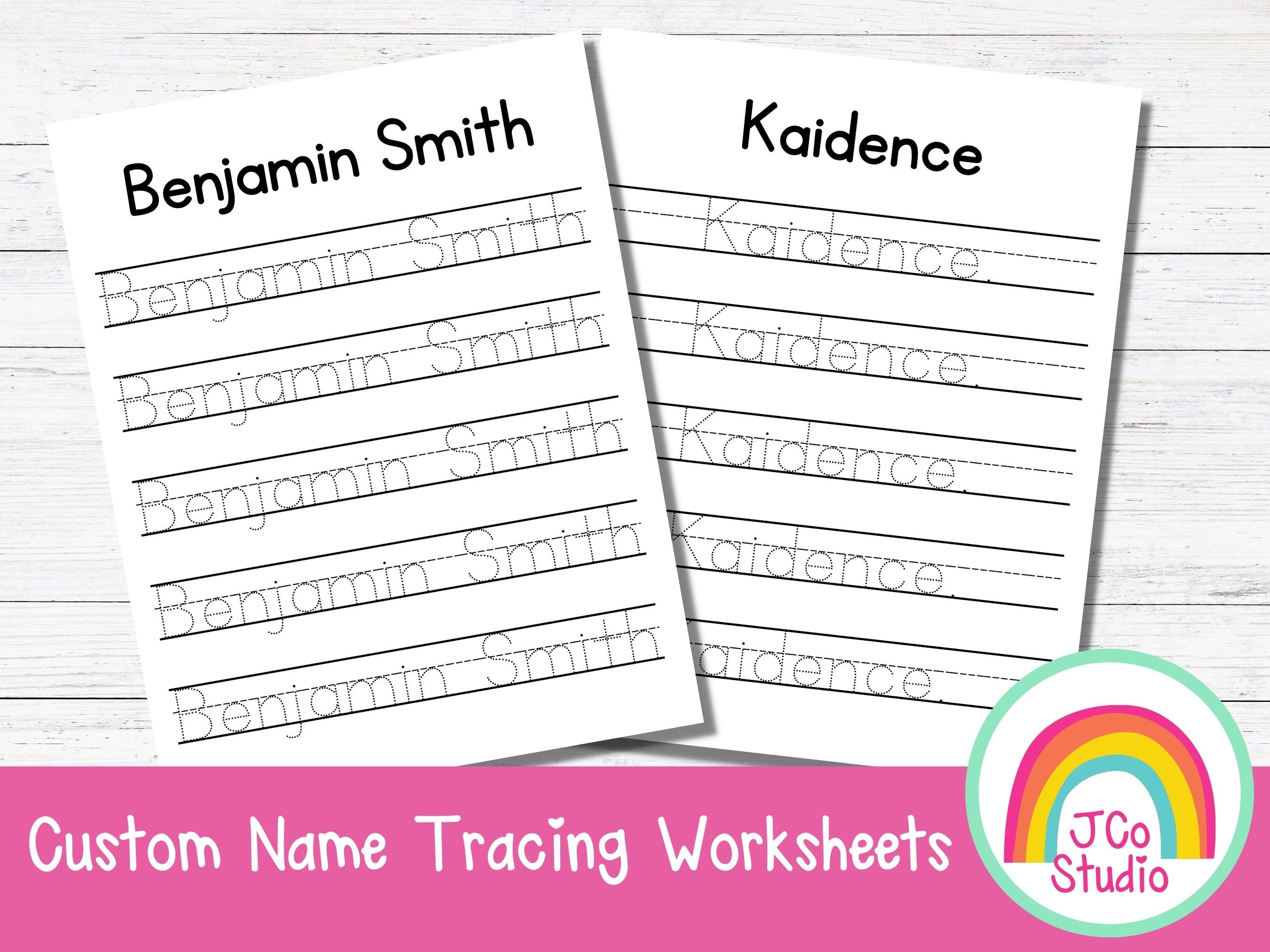 custom name tracing printable worksheets writing practice etsy