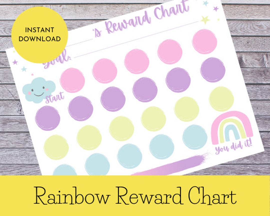 Printable Rainbow Reward Chart Rainbow Sticker Chart Instant - Etsy Ireland