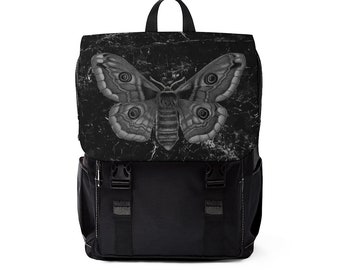 Black Magic Goth Moth Goth Backpack (on Black Marble Print) | Gothic Occult | Magic Witch | Gothic Moth | Gothic Backpack