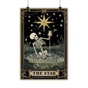 The Star Funny Skeleton Tarot Card Matte Vertical Posters | Multiple Sizes | Sarcastic Tarot | Funny Tarot Poster