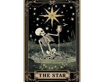 The Star Lustige Skeleton Tarot-Karte Matte Vertikale Poster | Mehrere Größen | Sarkastisches Tarot | Witziges Tarot Poster