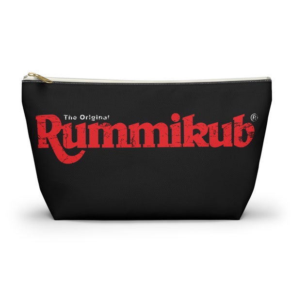 Black (White) Retro Rummikub Logo Distressed Grunge Effect Tile Bag | Storage Bag for Rummikub Tiles| Rummikub Travel Pouch | Rummikub