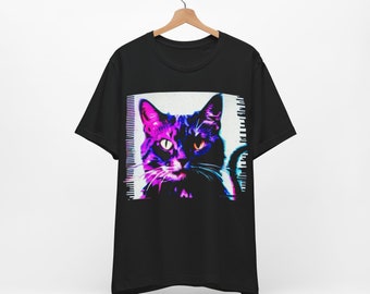 Camiseta psicodélica Weirdcore Cat - Trippy Vaporwave Alt Ropa, Rave Gear, Ropa Grunge, Harajuku Punk