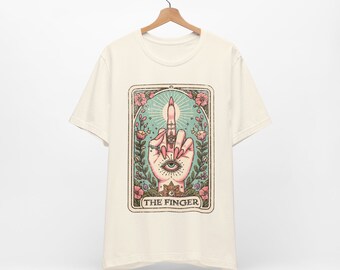 The Finger (Distressed) Tarot Card T-Shirt | Sarcastic Tarot | Funny Tarot | Humorous Tarot