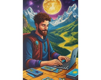 Digital Nomad Tarot Canvas | Perfect Artwork for Coworking & Coliving Spaces | Premium Matte Canvas , Stretched, 0.75" | Multiple Sizes