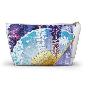 White Chinese Watercolor Fans and Flowers Mahjong Tile Bag | Mahjong Bags For Tiles | Mah Jongg Bag | Bag For Mahjong Tiles