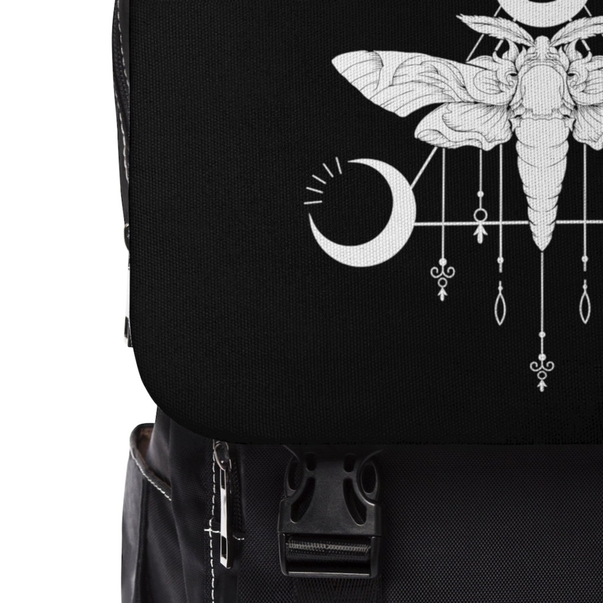 Goth Moth Moon Occult Crescent Dark Art Metal Gothic Pagan Unisex Casual Shoulder Backpack