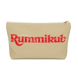 Tile (White) Retro Rummikub Logo Distressed Tile Bag | Storage Bag for Rummikub Tiles and Trays (up to 12 inches) | Rummikub Travel Bag