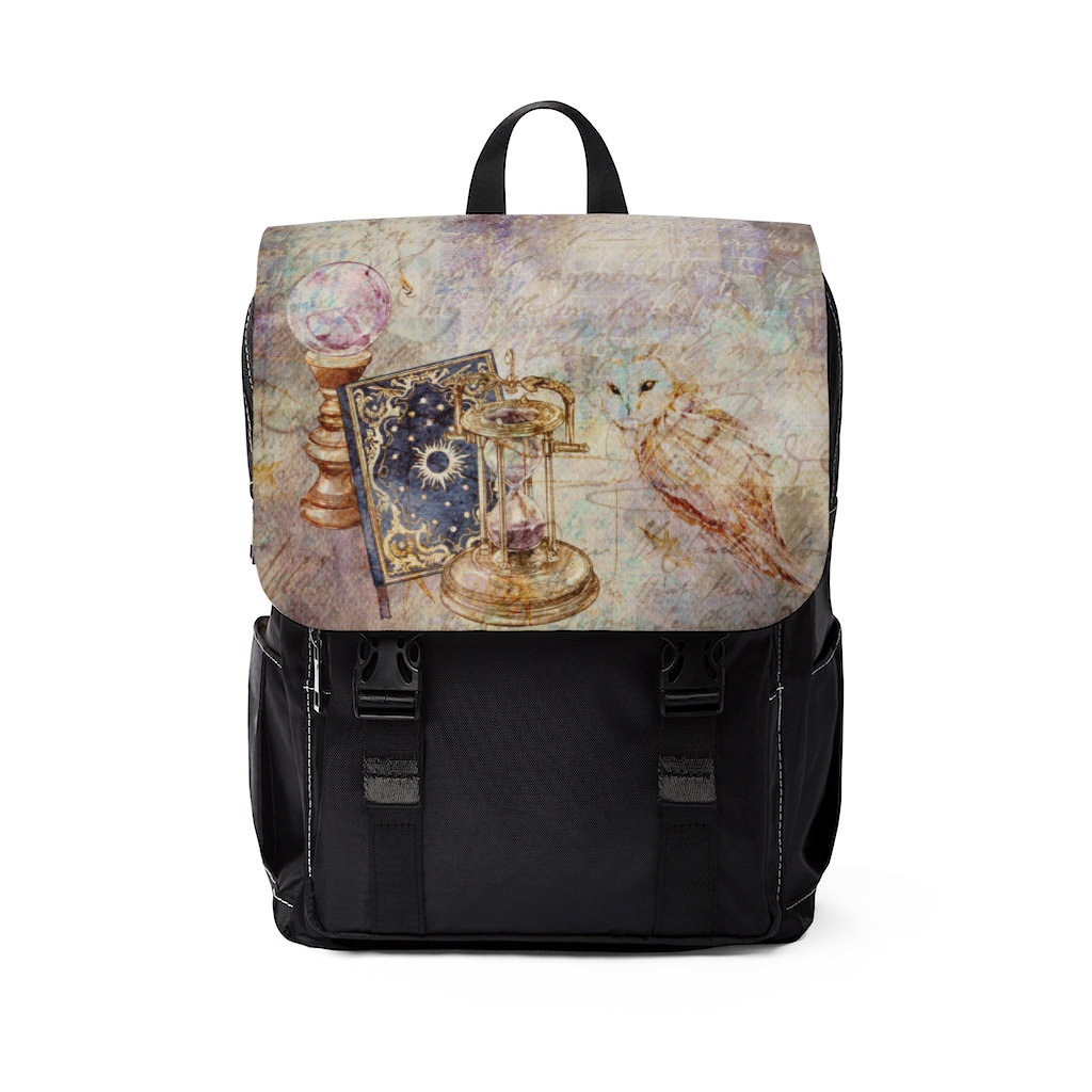 Discover Owls Spells and Time Esoteric Art Vintage Paper Design Occult Unisex Casual Shoulder Backpack