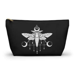 Travel Bag for Electronics, Toiletries, Chargers, Cords | Digital Nomads, Travelers, Location Independent | Black Occult Goth Moon