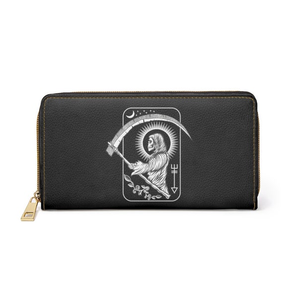 Grim Reaper Goth Occult Dark Art Metal Gothic Pagan Zipper Wallet