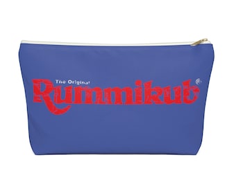Blue (White) Retro Rummikub Logo Tile Bag | Storage Bag for Rummikub Tiles and Trays (up to 12 inches) | Rummikub Travel Bag