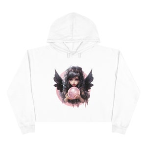 Goth Fairy Pink Pastel Crop Sudadera con capucha / Jersey de hadas góticas / Chaqueta con capucha gótica para mujer imagen 8