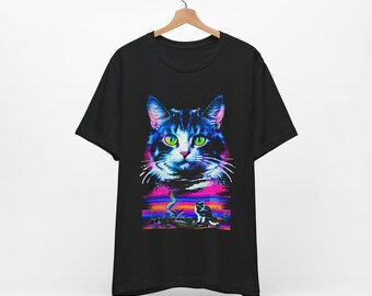 Camiseta psicodélica Weirdcore Cat - Trippy Vaporwave Alt Ropa, Rave Gear, Ropa Grunge, Harajuku Punk