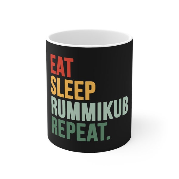 Eat Sleep Rummikub Repeat 11oz Black/White Mug