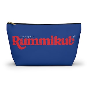 Dark Blue (White) Retro Rummikub Logo Distressed Grunge Effect Tile Bag | Storage Bag for Rummikub Tiles| Rummikub Travel Pouch | Rummikub