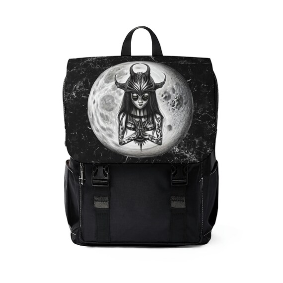 Goth Moth Witch Goth Backpack on Black Marble Print Gothic Occult