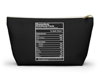 Rummikub Nutritional Facts (White) Tile Bag | Storage Bag for Rummikub Tiles and Trays (up to 12 inches) | Rummikub Travel Bag