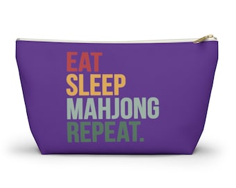 Eat Sleep Mahjong Repeat (パープル) 麻雀牌バッグ | 麻雀牌用バッグ | 麻雀バッグ | 麻雀牌用バッグ | 麻雀収納