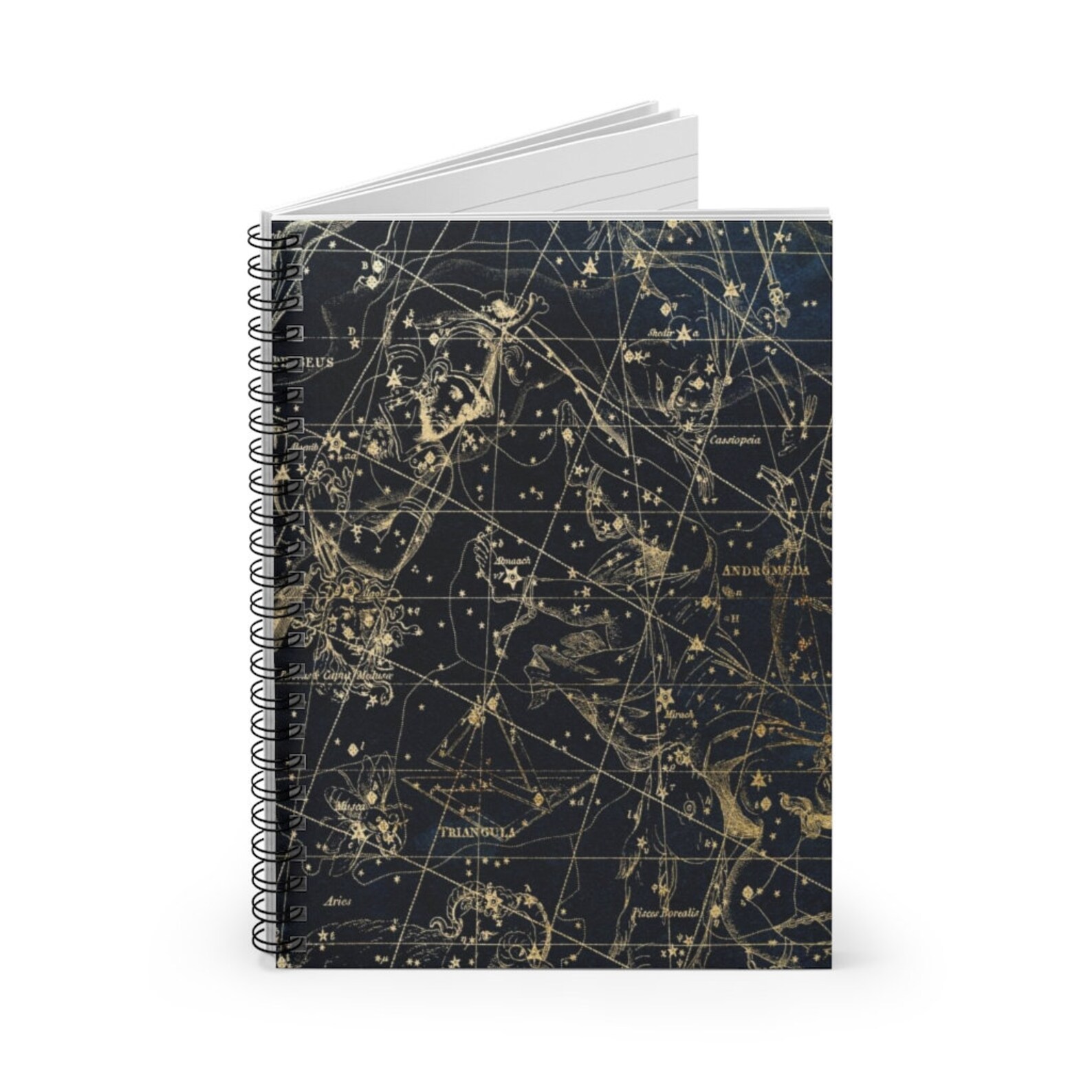 Black Gold Star Map Celestial Spiral Notebook - Ruled Line - Etsy