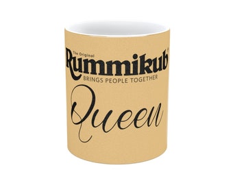 Rummikub Queen (Texto cursivo) Taza metálica (Plata / Oro)