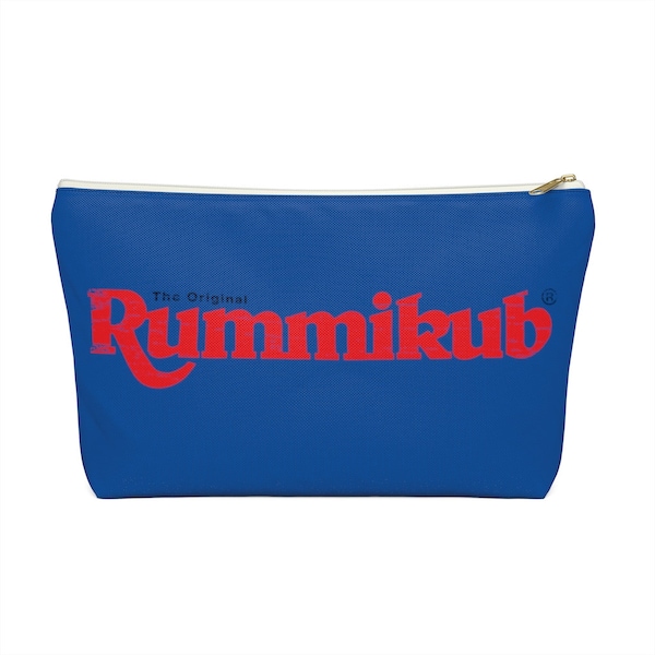 Blue Retro Rummikub Logo Effect Tile Bag | Storage Bag for Rummikub Tiles and Trays (up to 12 inches) | Rummikub Travel Bag