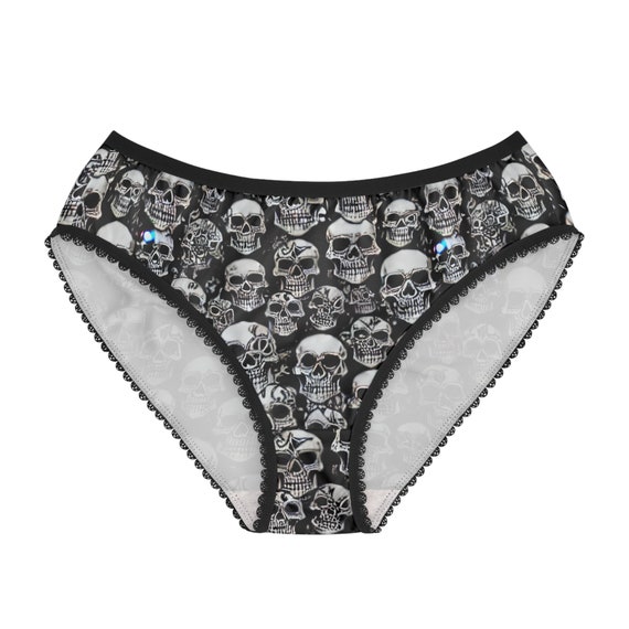 Skeletal Pattern Gothic Skulls Goth Underwear: Underwear From the  Underworld, Gothic Occult Women's Briefs, Gothic Underwear, Woman 