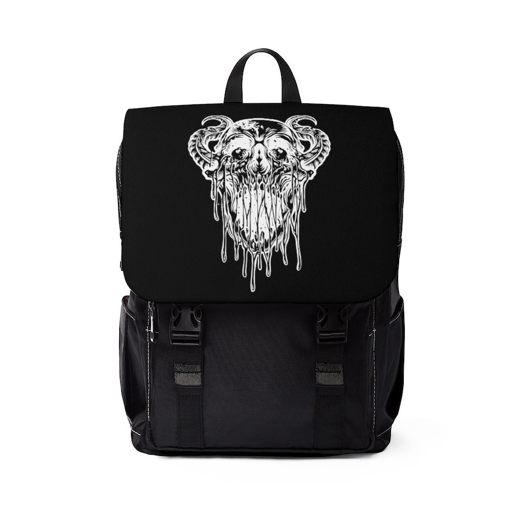 Discover Gothic Horn Devil Zombie Skull Goth Occult Unisex Casual Shoulder Backpack