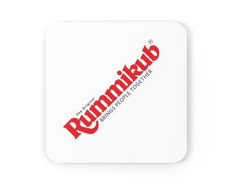 Rummikub Logo (on White / Diagonal) Corkwood Coaster Set