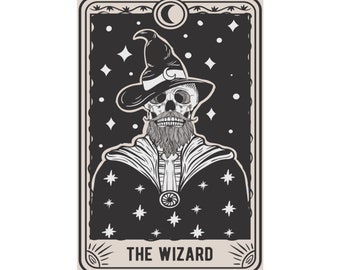 El mago divertido esqueleto tarot tarjeta mate carteles verticales / múltiples tamaños / tarot sarcástico / cartel de tarot divertido