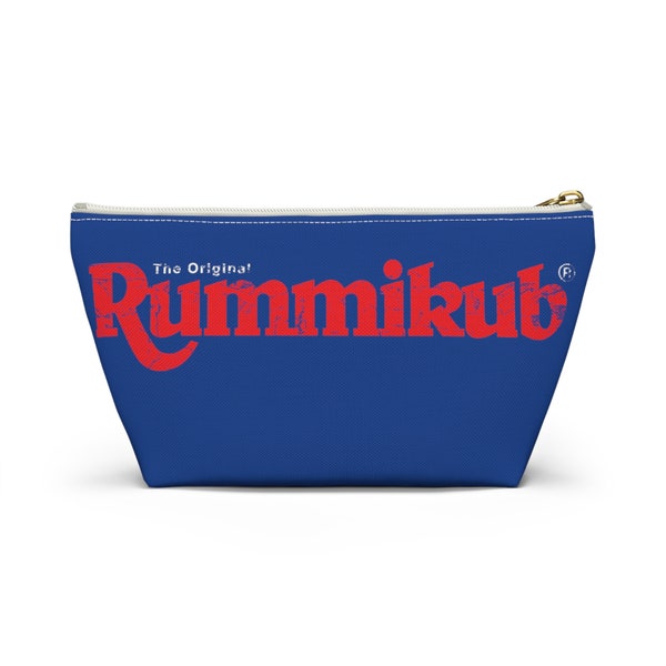 Dark Blue (White) Retro Rummikub Logo Distressed Grunge Effect Tile Bag | Storage Bag for Rummikub Tiles| Rummikub Travel Pouch | Rummikub